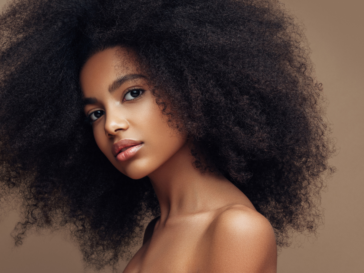 Beautiful natural hair portrait with soft voluminous texture